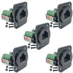 #19X Adapter,5PCS RJ45 Female Panel Mount Screw Terminal Adapter (Black)