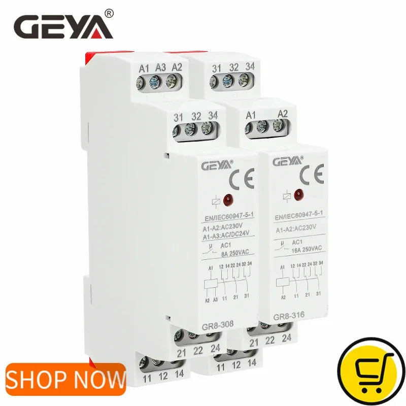 GEYA GR8 Intermediate Relay AC230VDC24V or ACDC110V  Auxiliary Relay 8A 16A SPDT Electronic Relay Switch