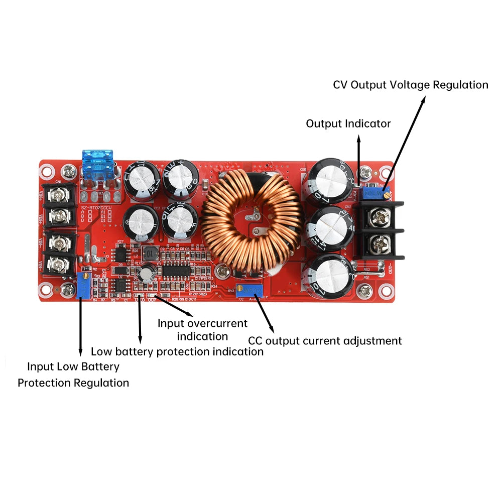 1800W 40A DC-DC Boost Converter Step Up Power Supply Module 10-60V To 12-90V Adjustable Voltage Charger 1200W 20A Boost Module