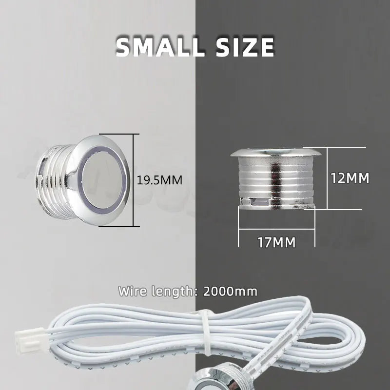 Mini Smart Touch Dimmer Switch DC 12V 24V 3Pin Quick Connect for LED Cabinet Light Drive Power Sensor Centralized Control On/Off