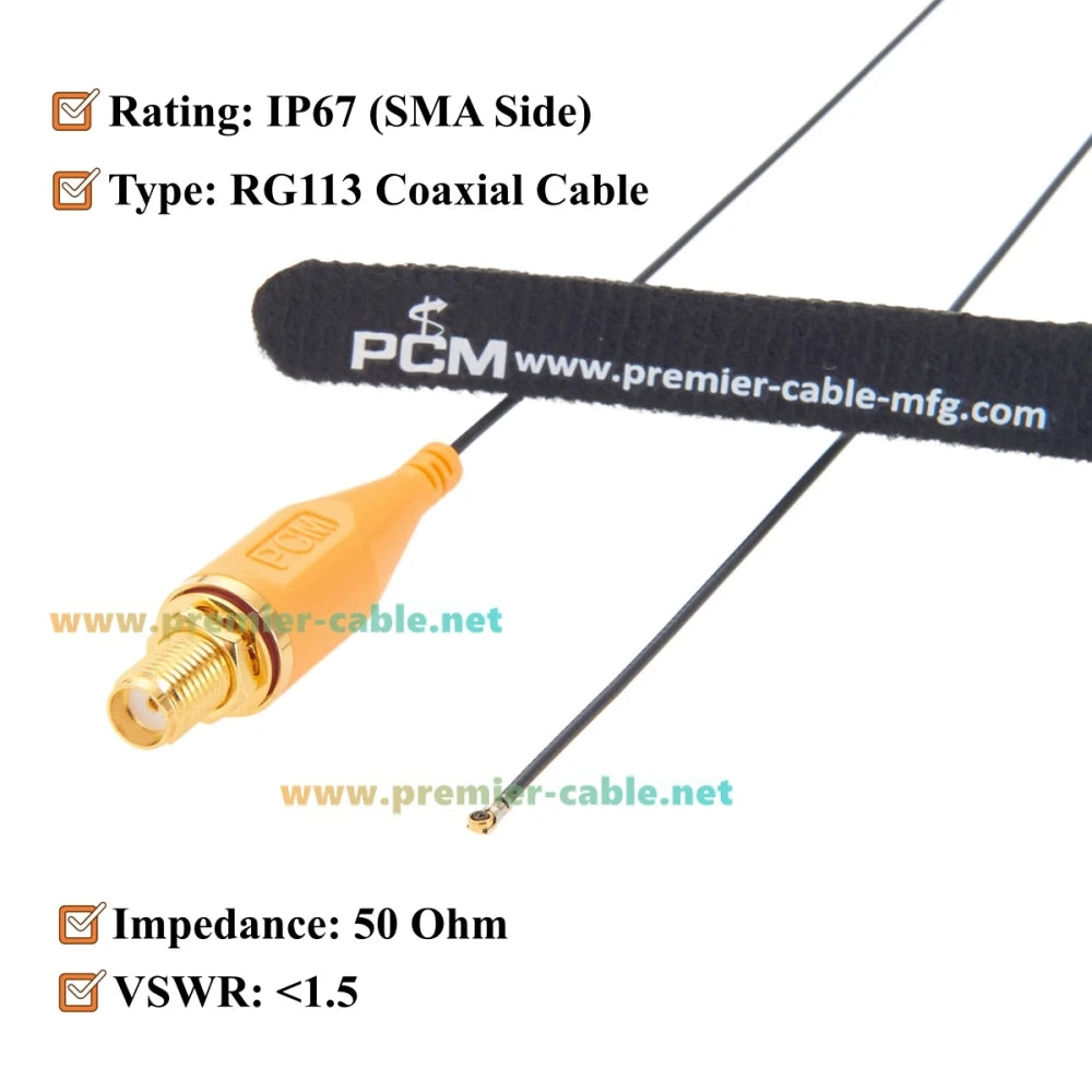 I-PEX Gen 4 MHF4 to SMA Female Bulkhead Panel Mount Cable RG113 50 Ohm Low Loss RF Coaxial Pigtail Extension Antenna Cable