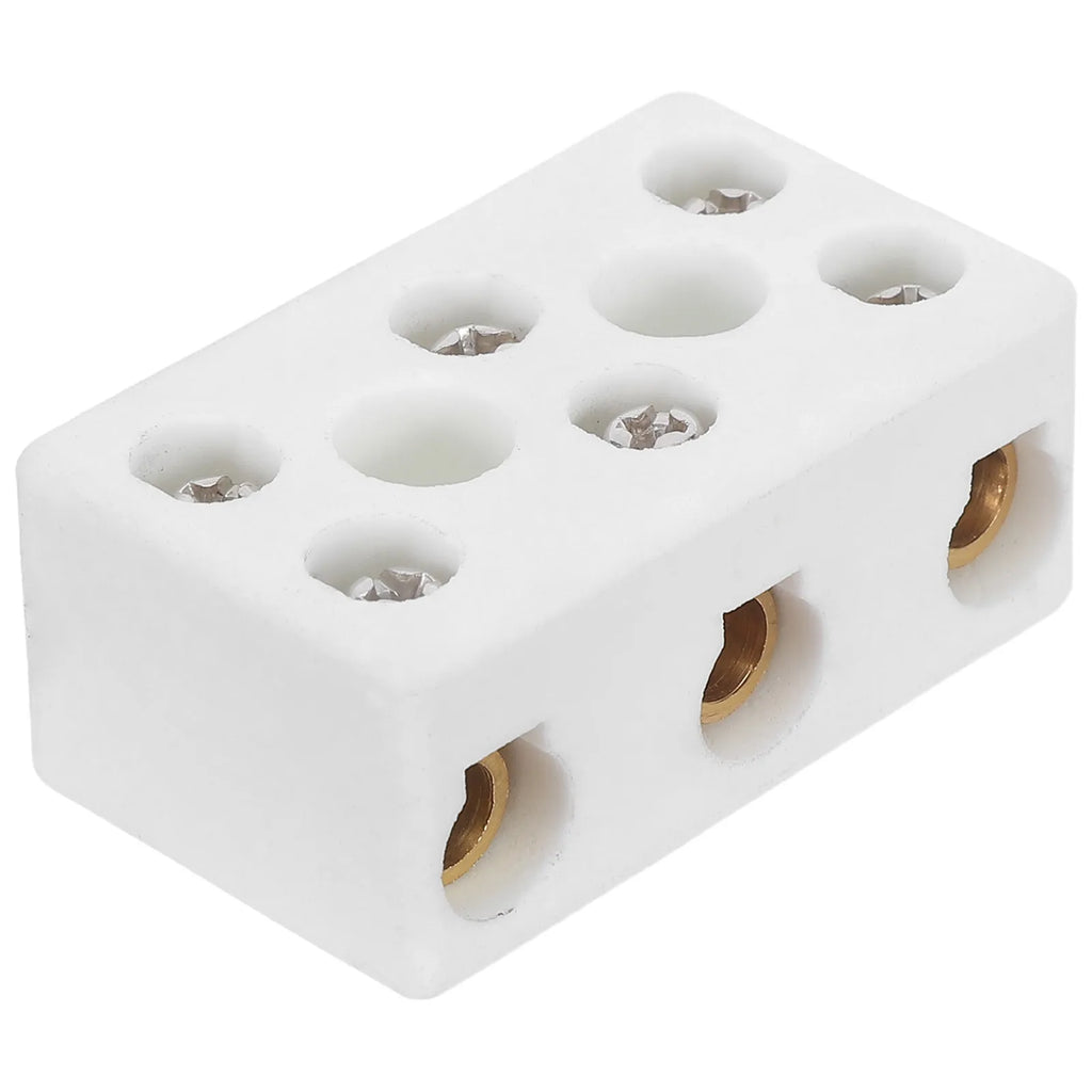 Ceramic Terminal Block 3 Position Screw Strip High Temp Overload Wire Connector Electrical Wiring Terminal Block
