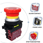 30mm LA36M Plastic Mushroom E-stop Switch Emergency Stop Push Button Switch Latching Self Locked with Red LED Light 12v 24v 220v