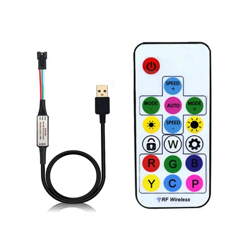 WS2811 WS2812B WS2813 WS2815 LED Pixels Strip Light Controller 3/4PIN USB/DC RF 14/17/21Keys LED Tape Remote Controller DC5-24V