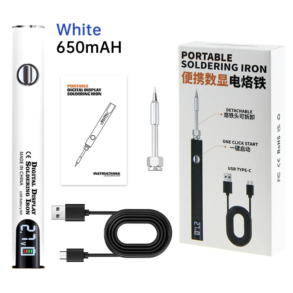 510 Mini Soldering Iron Pen Kit with Adjustable Voltage Smart USB Charger for Electronics Repair DIY Projects Smart Power Tool