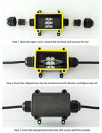IP68 Waterproof Junction Box 2Way 1IN1OUT M20 Cable Glands Ø4-8mm 6-11mm Wire Range Outdoor LED Underground Lighting Connector