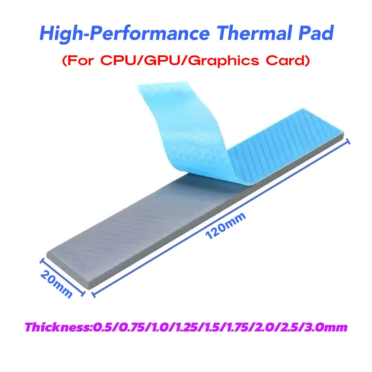 17W/MK OEM Thermal Pad 0.75/1.25/1.75MM 120*20 GPU CPU Heatsink Cooling Conductive Silicone Pad High Quality Original Authentic