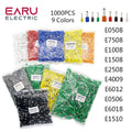 1000pcs/Pack E0508 E7508 E1008 E1508 E2508 Insulated Ferrules Terminal Block Cord End Wire Connector Electrical Crimp Terminator