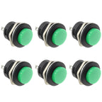 6Pcs R13-507 Momentary Push Button 2 Pin Self-Resetting Mini No Lock Round SPST 1NO Switch 3A 250V AC/6A 125V AC Button Assorted