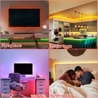 16ft/49ft/98ft/196ft Long LED Strip Lights - Color-Changing RGB Music Sync LED Rope Lights With 44-Key Remote And Phone App Cont