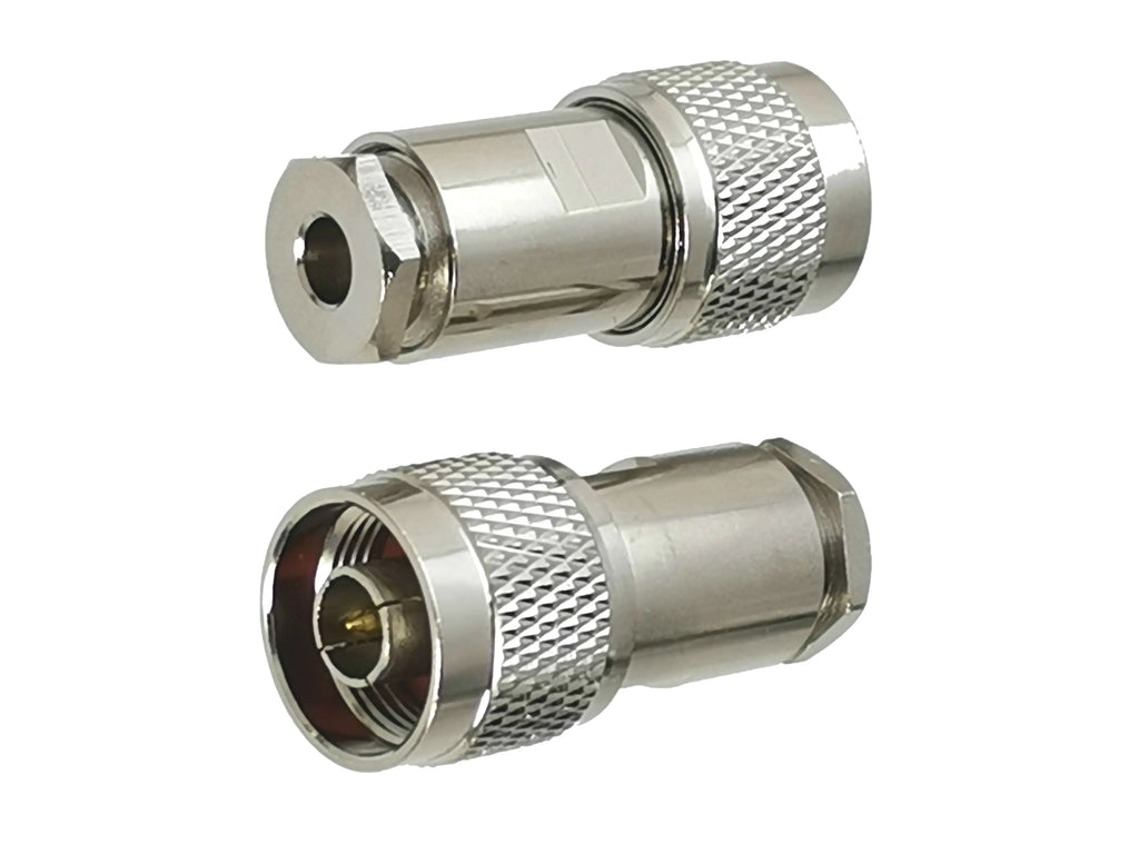 1pcs N Male Plug Connector Clamp RG58 RG142 / RG8X / RG5 RG6 / RG8 LMR400 Cable RF Coaxial Brass Right Angle & Straight Wire
