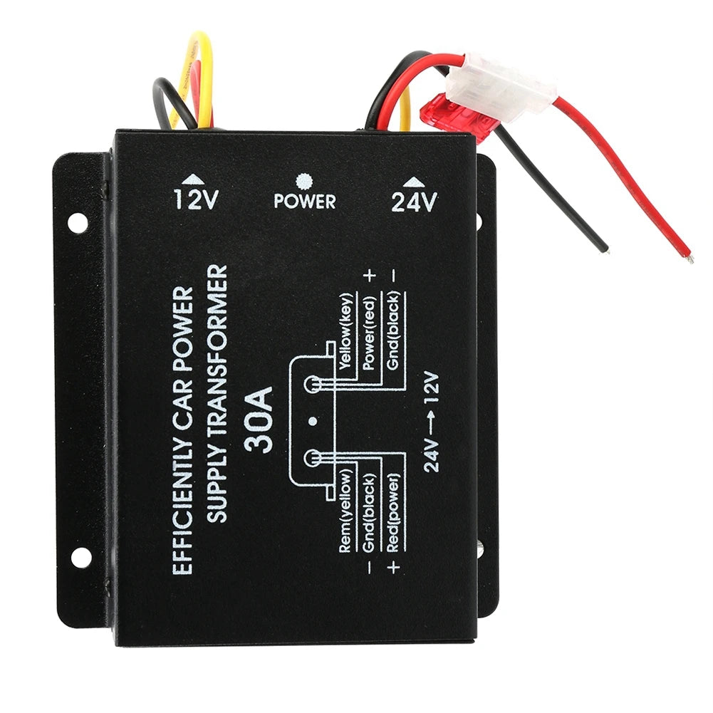 24V to 12V DC Converter 30A Car Power with Overload Protection High Efficiency for Truck Bus RV Step Down Inverter Power Supply