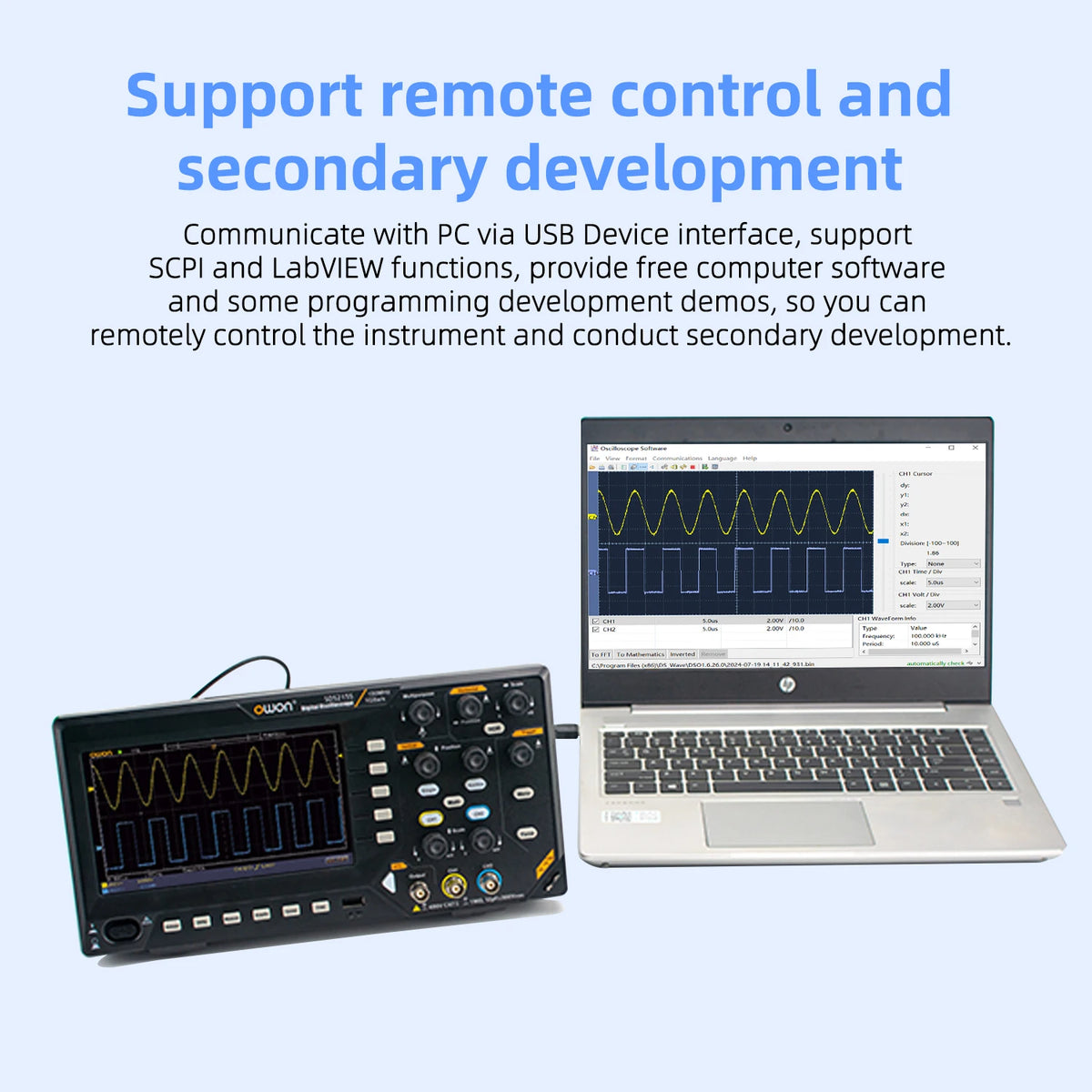 Owon SDS210S 2CH 100-200MHz 1GS/s 14Bit 25MHz FFT Scope Digital Oscilloscope  with Signal Generator Function