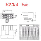 10PCS MX3.0 3.0mm Pitch Micro-Fit 3.0 Double Row Connector Housing 2*1/2/3/4/5/6-12Pin Male Female Housing Terminal 43030 43025