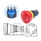 5/20PCS 16mm Mounting Holes Latching Emergency Stop Push Button Switch Bia/Small Head YJ-LA16-11ZS-A Mushroom Stop E-Stop Switch