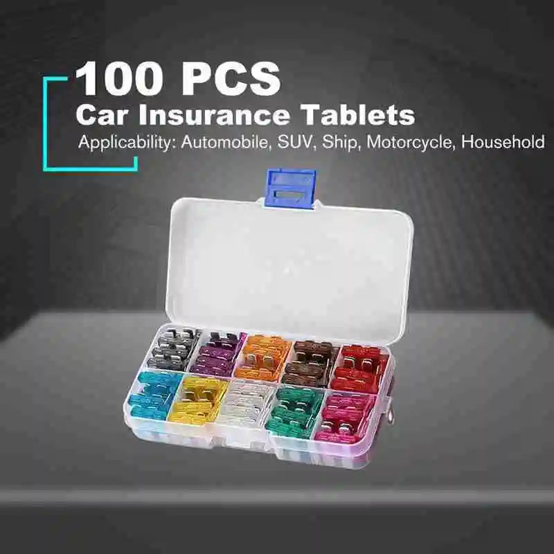 50/100Pcs Car Fuses Kit Assorted Auto Truck Standard Blade Fuse Assortment 2A 3A 5A 7.5A 10A 15A 20A 25A 30A 35A Auto Fuse