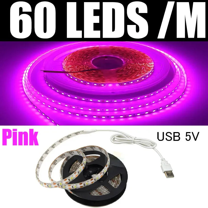 5M USB LED Strip Light 5V 3528 1 Meter 5 Meter White Warm White Pink Green Blue Red SMD RibbonKitchen Light Under Cabinet Lamp