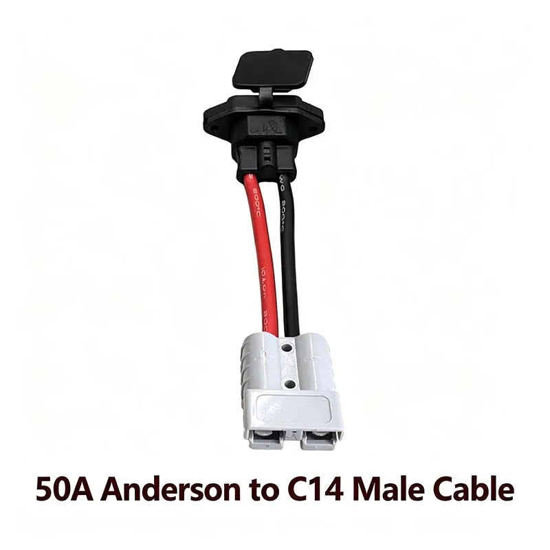 High-Current 40A Anderson to 50A Lithium-Ion Battery Plug to Pin-Type Male Socket Electric Vehicle Battery Charging Cable