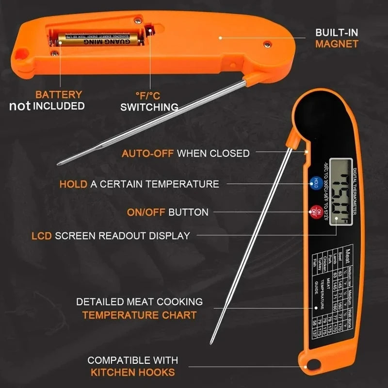 Digital Kitchen Meat Thermometer For Food Water Milk Foldable Cooking Food Probe BBQ Thermometer Oven Thermometer Kitchen Tools
