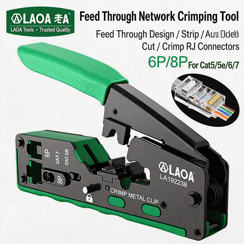 LAOA Network Crimping Tool Ethernet Cable Crimper Pliers for RJ45 RJ11 Connector Professional Wire Stripper Cutter Crimper