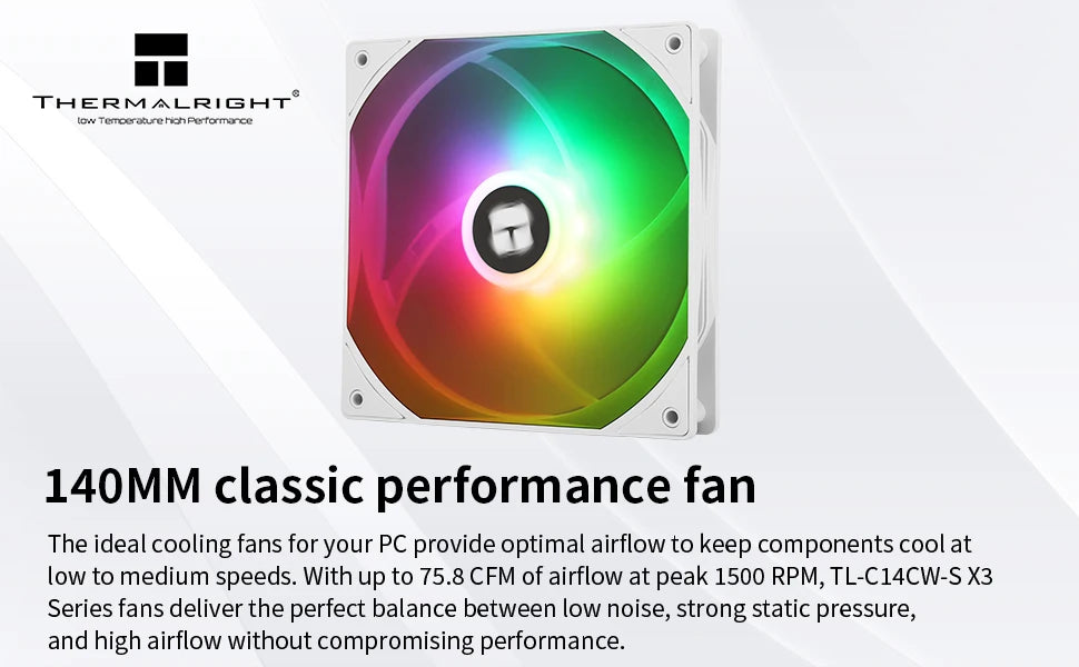 Thermalright 140mm Case Fan TL-C14/C14C/C14C-S/C14CW/C14CW-S CPU Cooling Fan ARGB 140mm Balance Fan Balance Performance Fan