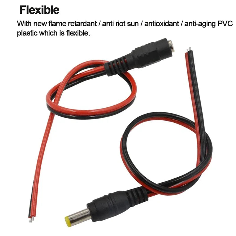 10/20/50PCS 12V Dc Connectors Male Female Jack Cable Wire Line Adapter Plug Power Supply 5.5 x 2.1mm