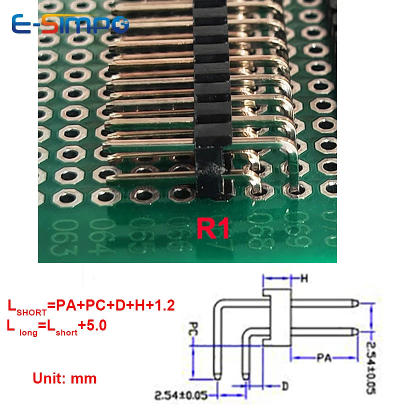 10/20Pcs 0.8u Gold Plated 40 Pin 1x40 Single Double Row/Right Angle Male 2.54 Breakable Header Connector Strip for Arduino Black