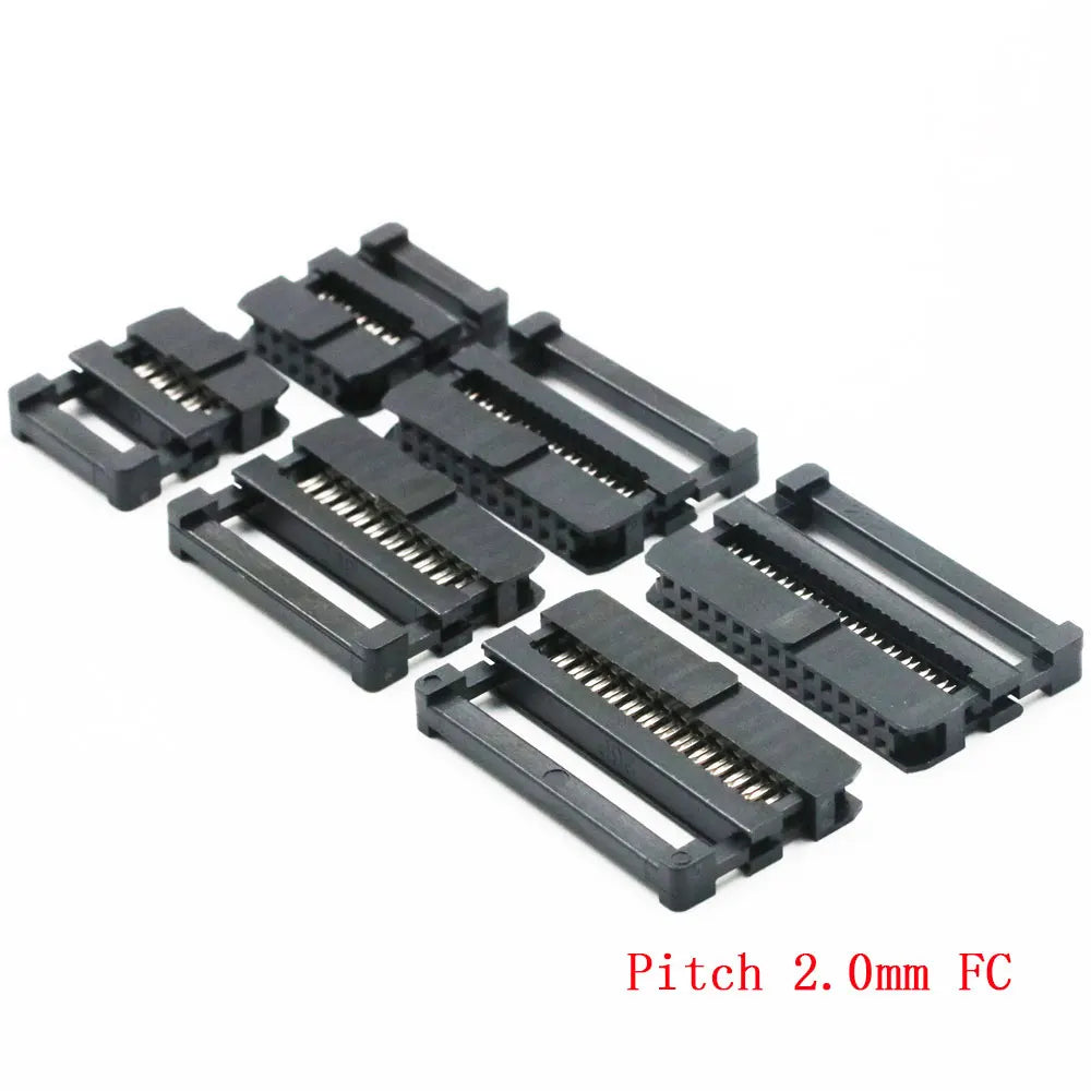 10PCS FC 6Pin/8/10Pin/14/16Pin/20/26/30/34/40/50Pin 2.0mm Pitch Female IDC Socket Connector Ribbon Cable DC3 Header Male Socket