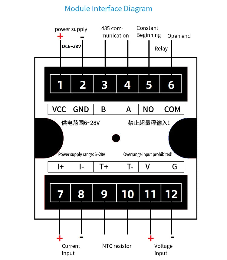 High Precision Isolated Dual Display DC Voltmeter Ammeter Panel Meter, uA Level Detection Threshold Alarm, RS485 Modbus RTU LED