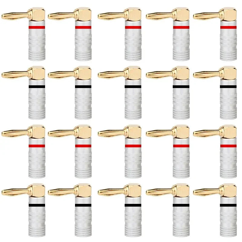20pcs/10pairs 4MM Nut Banana Plugs 24K Gold-plated Connector With Screw Lock For Audio Jack Speaker Plugs Black&Red