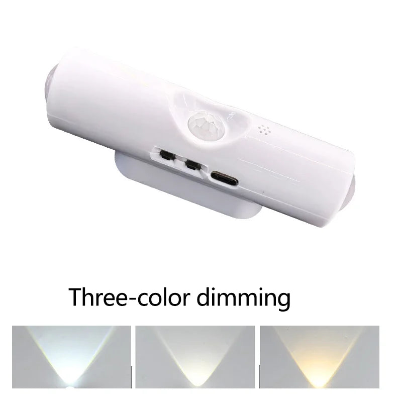 Smart RGB Double-head Wall Light Motion Sensor Magnetic Night Light Rechargeable Spotlight for Bedroom Closet Garden Room Decor