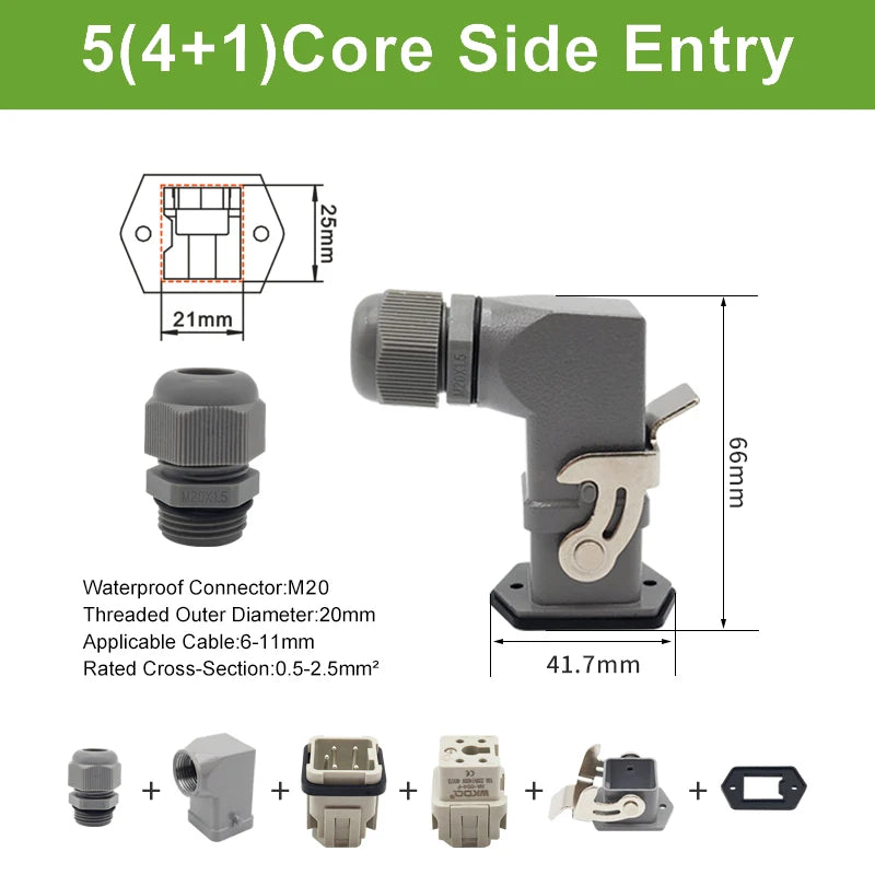 HA Heavy Duty Connector Kit 4/5/6/8 Core Pins Male&Female Insert Plug HDC-HA Rectangular Waterproof Industrial Aviation Socket