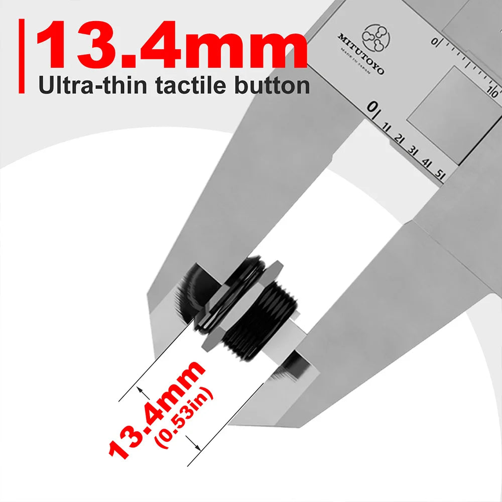 12mm Mini Metal LED Push Button Switch IP67 Waterproof Momentary 5-12-24V Short Stroke Push Button with Quick Connect Terminals
