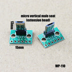 1Pce Vertical USB Micro USB 2.0 Male Lengthen Head Connector PCB Converter Adapter Breakout Board 180 Degree Vertical WP-110