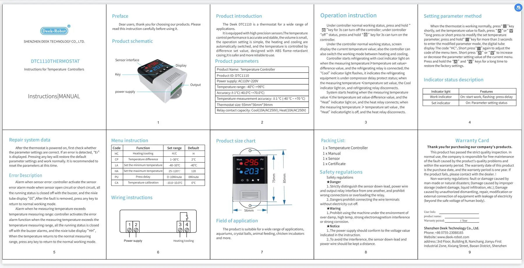 AC 110V 220V DTC2201 DTC1201 Temperature Controller Thermostat DS18B20 NTC Sensor APP Control For Smart Home