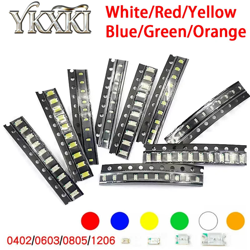 100PCS/lot 0402 0603 0805 1206 SMD LED Diodes Light Yellow Red Green Blue White Orange High brightness LED beads