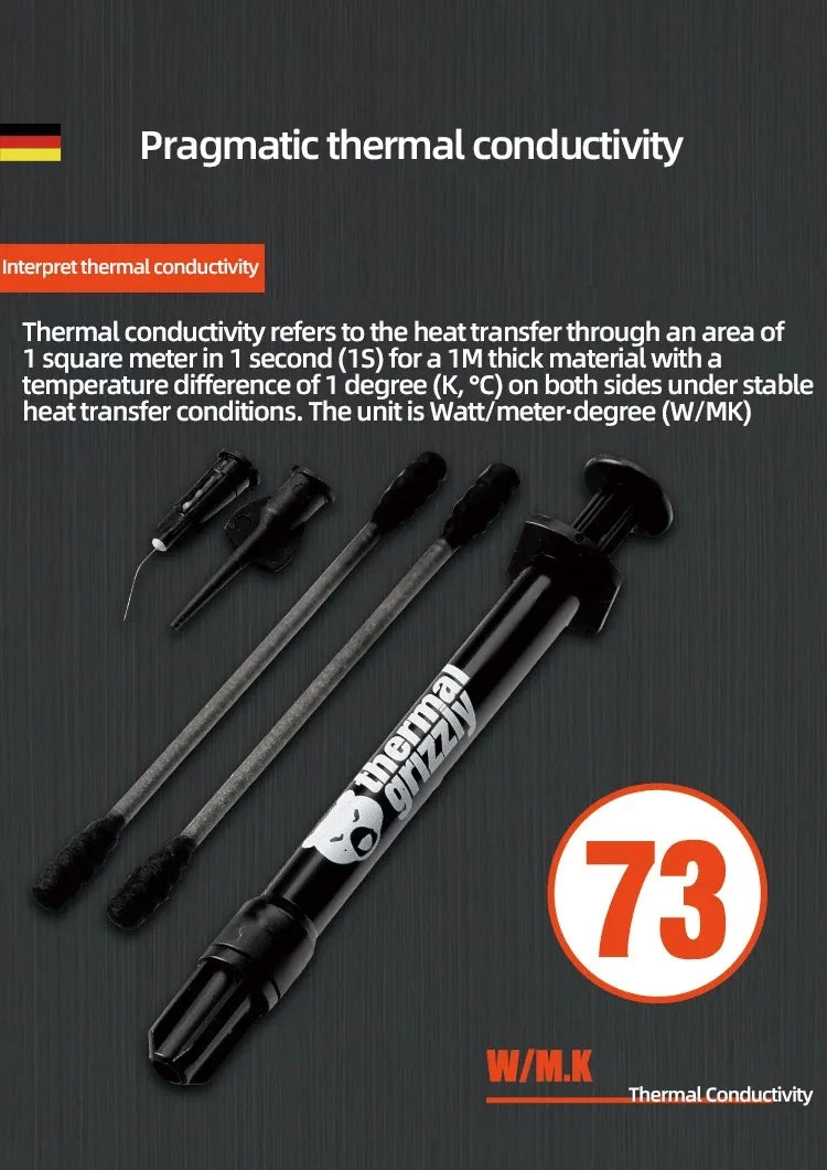 Thermal Grizzly Thermal Paste 12.5W/mk High Performance Cooler Compound Cooling Silicone Grease For Game PC PS5 CPU GPU Cooling