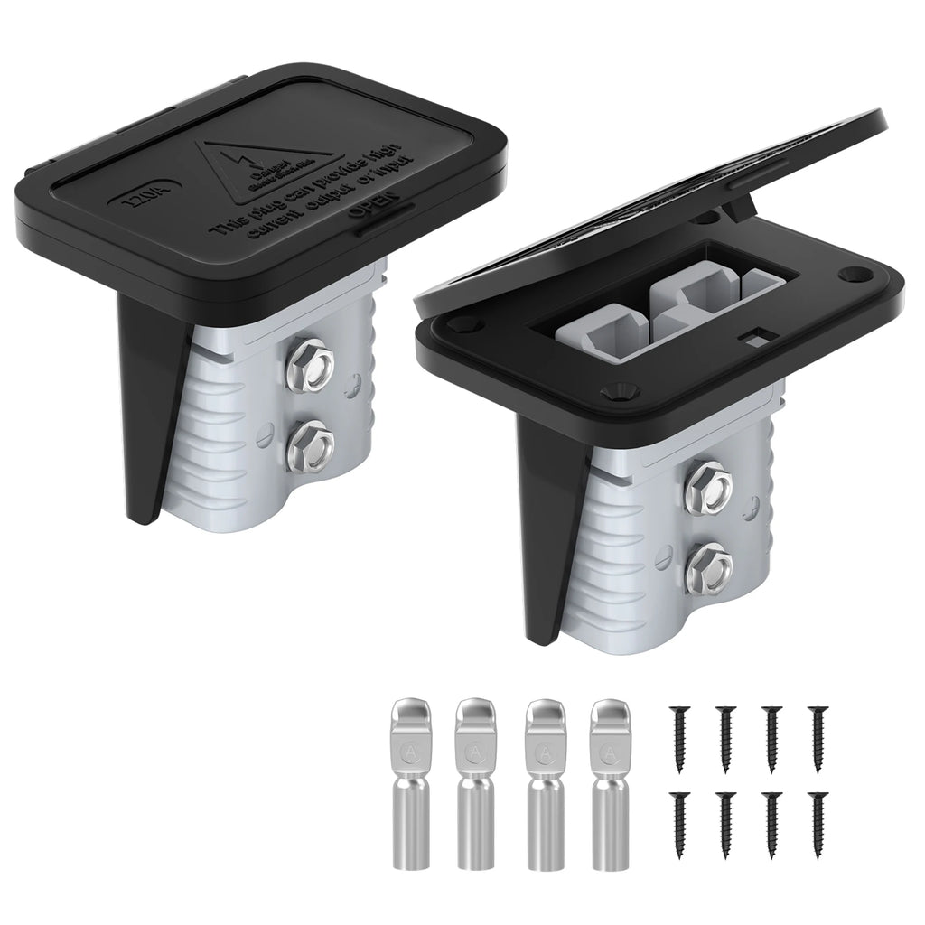 2PCS Anderson Connector 120 Amp Battery Quick Connect/Disconnect Connector Plug Kit with Mounting Bracket Dust Cover for Car