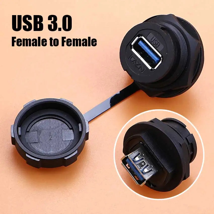 D Type Waterproof Chassis Connector USB Micro Type-C HDMI-compatible Female Converter Socket Panel Mount DIY Jack W/ Dust Cover