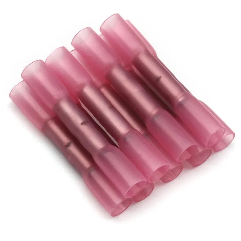 500/1000PCS Red Heat Shrink Connectors Insulated Waterproof Crimp Terminals Seal Butt Electrical Wire Connector 22-18 AWG