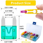 1000/306/120/50PCS Car Fuses Assortment Kit, Mixed Vehicle Blade Fuses - Standard & Mini & Low Profile Mini Fuse