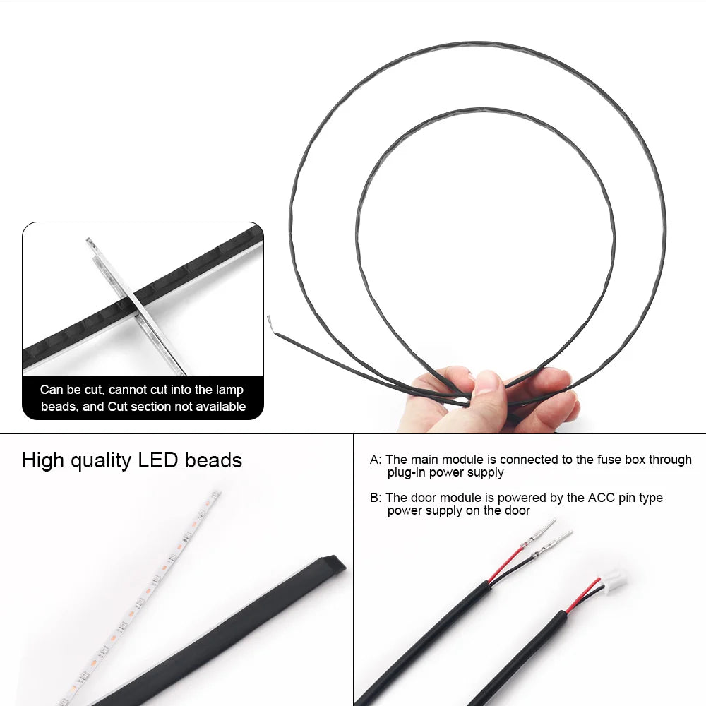 6/10/14/18 in 1 Led Car Ambient Lights RGB 213 64 Color Acrylic Strips Symphony Streamer Interior Atmosphere Lamp Control By App