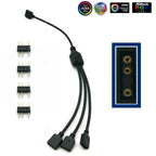 5-24V 3 Pin RGB Connector 1 To 1 2 3 4 5 3pin Wire Splitter Extension Cable for Computer Fan Motherboard AURA RGB LED Tape Light