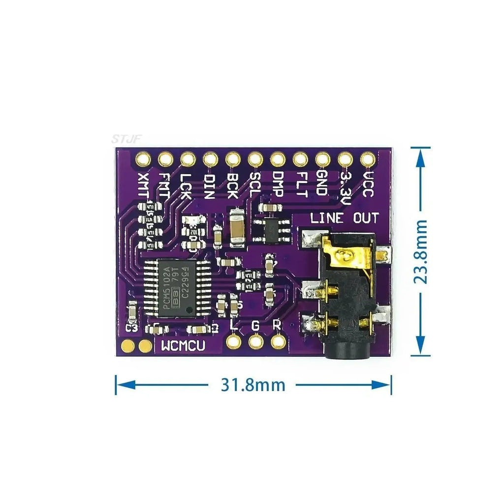 PCM5102 PCM5102A DAC Sound Card Board pHAT 3.5mm Stereo Jack 24 Bits Digital Audio Module for Raspberry Pi Beyond