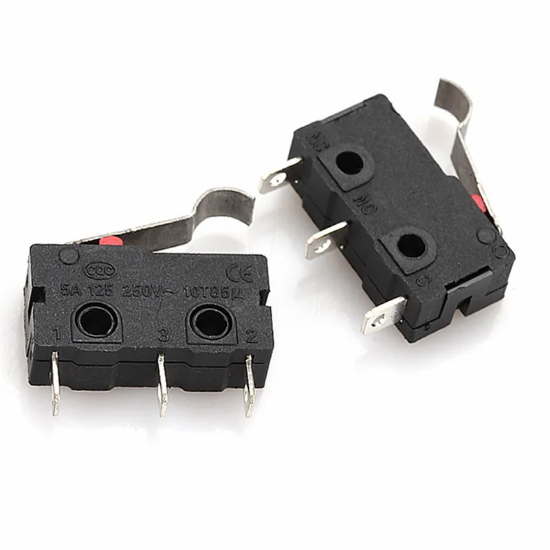 40PCS/Box Mini Micro Limit Switch - NO NC SPDT 2P/3P Terminals 5A 125V/250V Roller Arc Lever Snap Action Switch
