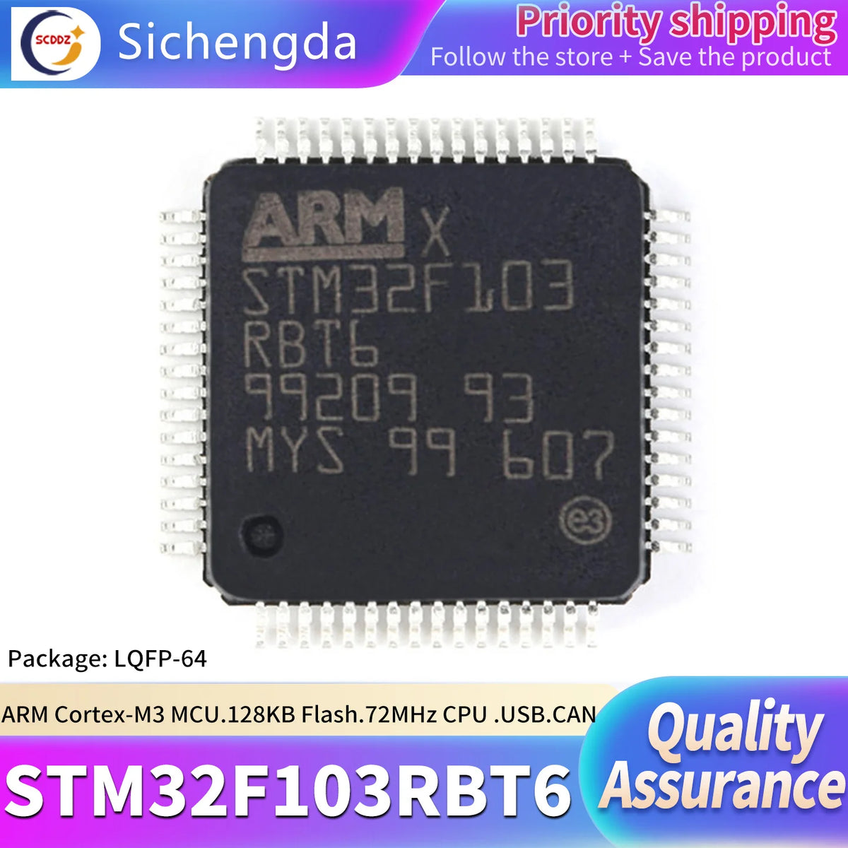 Original genuine STM32F103RBT6 LQFP-64 ARM Cortex-M3 32-bit microcontroller MCU