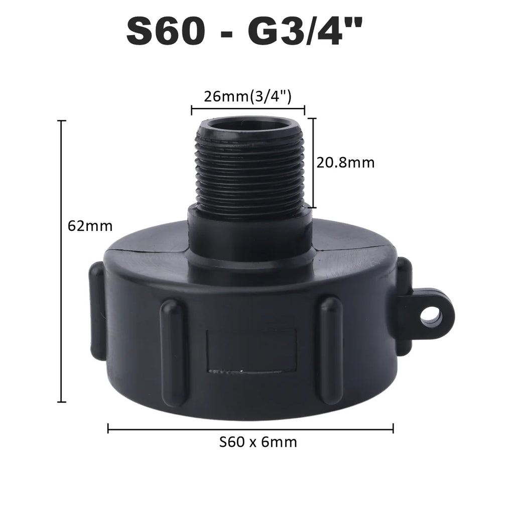 1000 Liter IBC Tank Adapter S60 x 1/2" 3/4' 1" 1.5 2" S100 Thread Connector Ton Barrel Joints IBC Tank Fitting