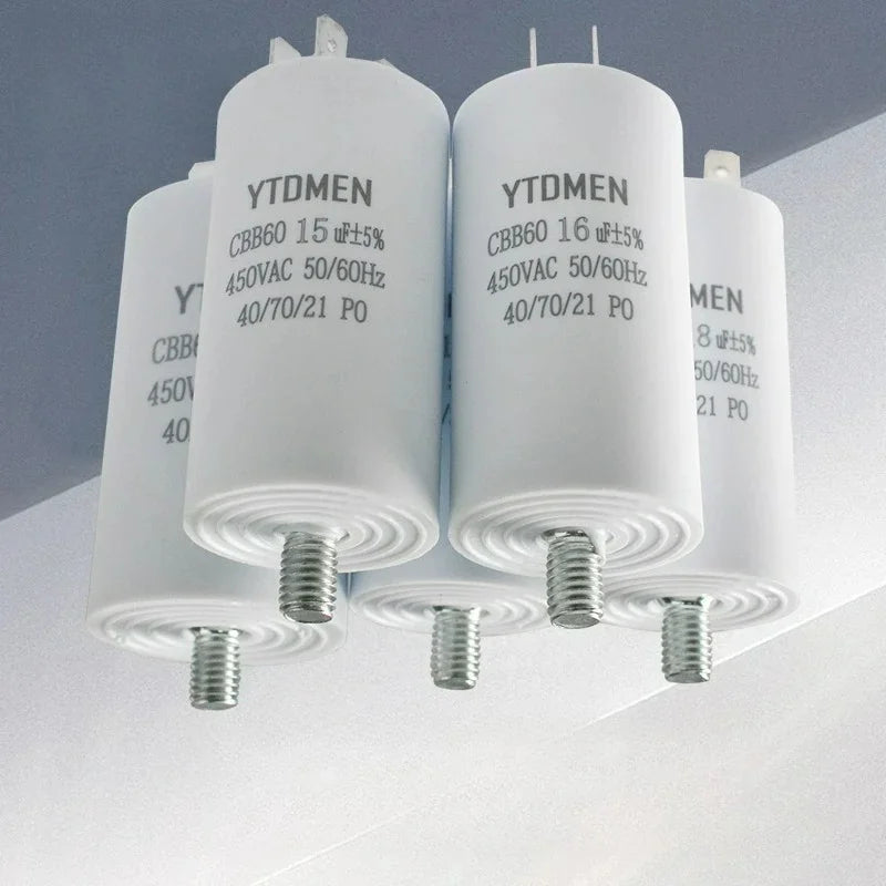 1Pcs CBB60 Starting Capacitor 450V AC 4uF 5uF 6uF 8uF 10uF 12uF Double Insert Screw for Air Compressor Water Pump