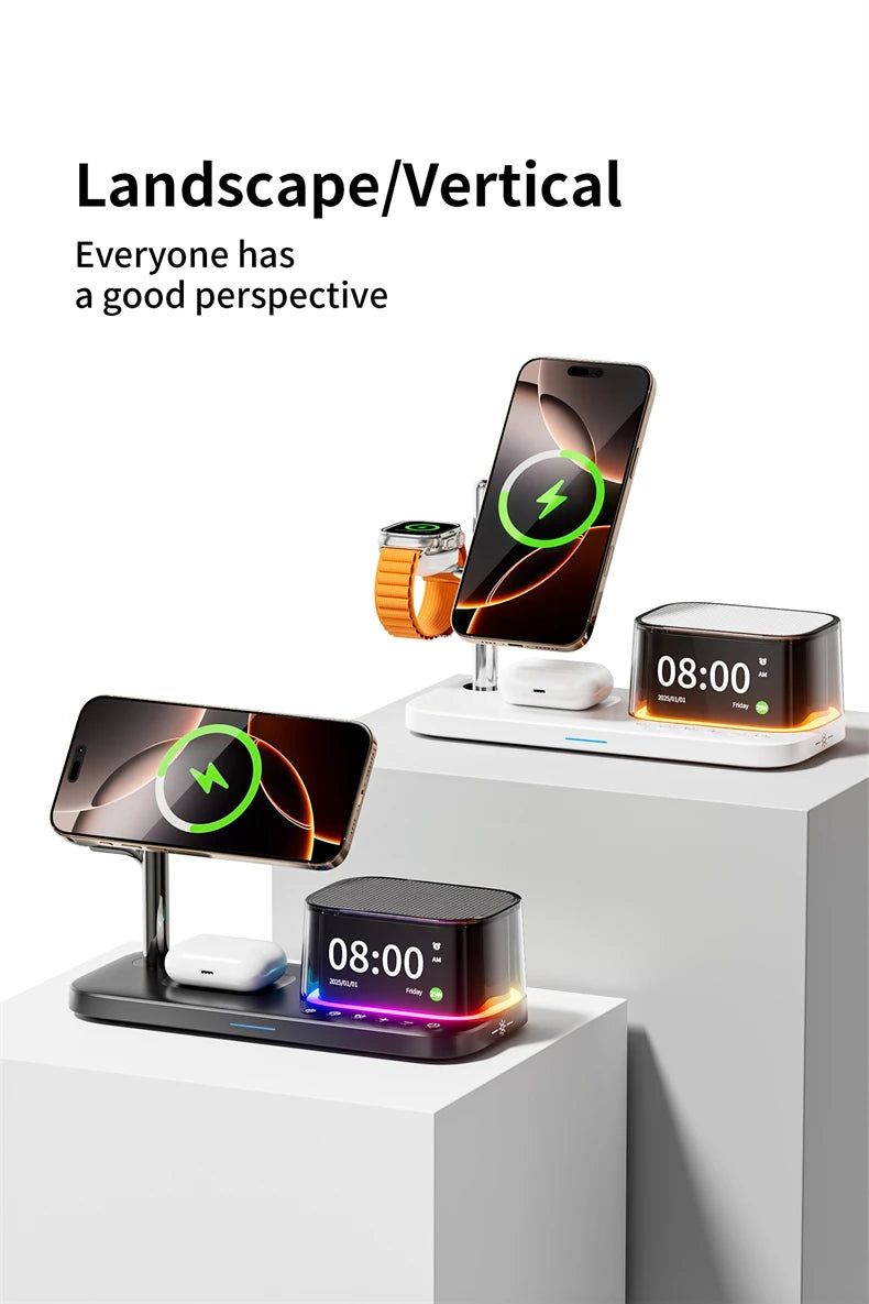 Super Fast QI2.2 25W Magnetic Wireless Charger Station For Galaxy S25/S26 iPhone 17 16 Pro Max Apple& Galaxy Watch Airpods Buds