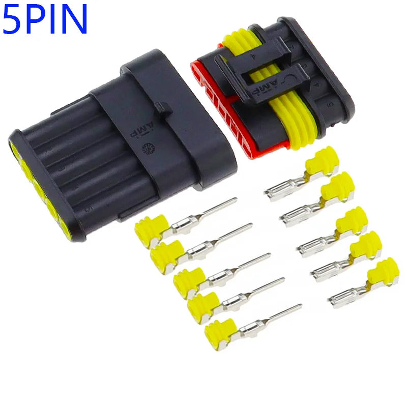 1 Set 1 2 3 4 5 6 Pin Super Seal AMP Electrical Connector Automotive Waterproof Xenon Lamp Male And Female Plug For Car